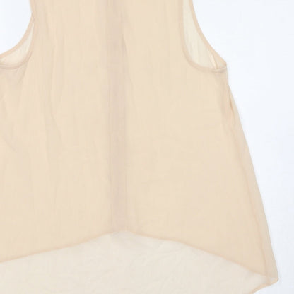 Miss Selfridge Womens Ivory Polyester Basic Button-Up Size 10 Collared