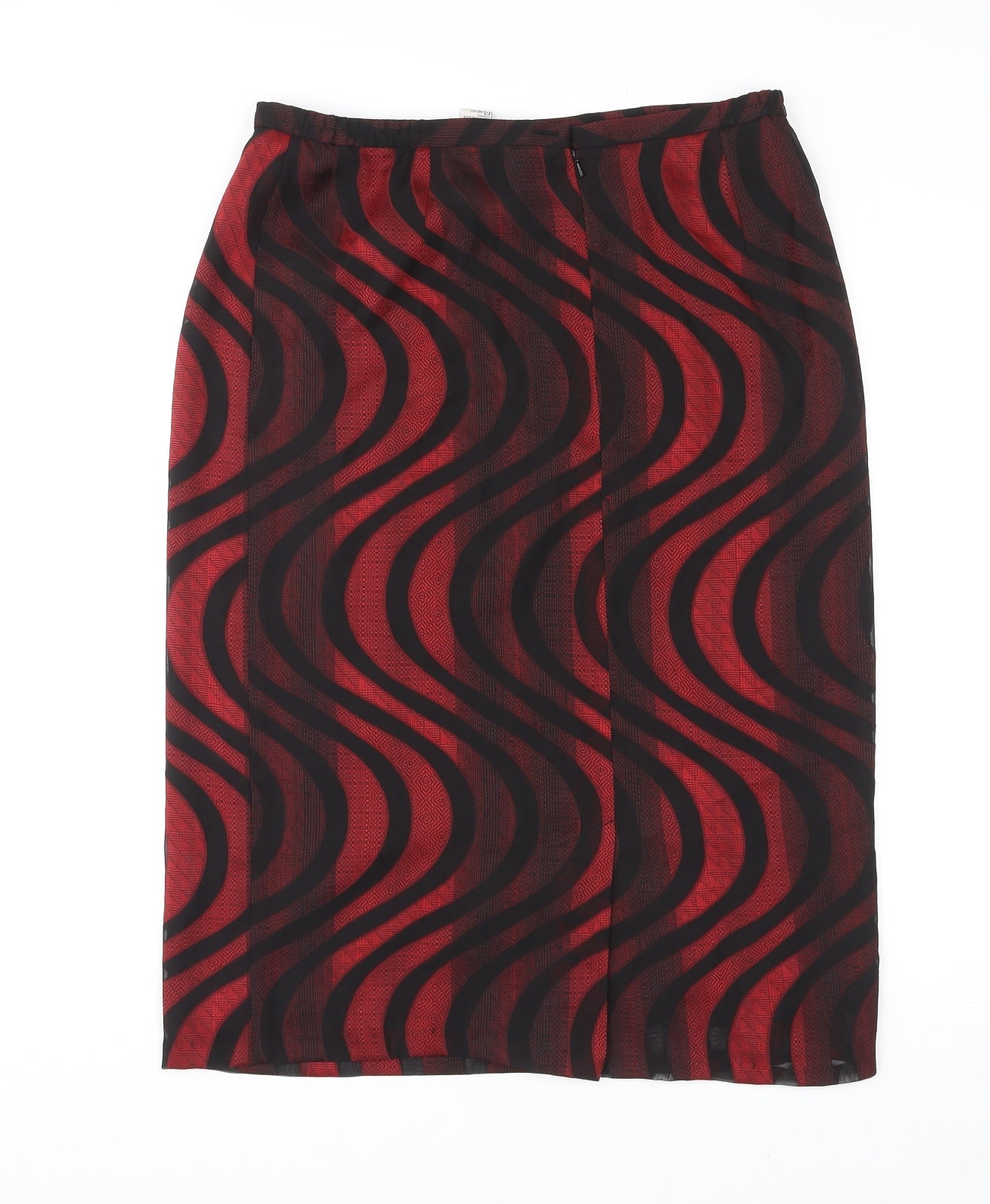 Whimsy Womens Red Geometric Polyester Straight & Pencil Skirt Size 14 Zip