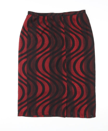 Whimsy Womens Red Geometric Polyester Straight & Pencil Skirt Size 14 Zip