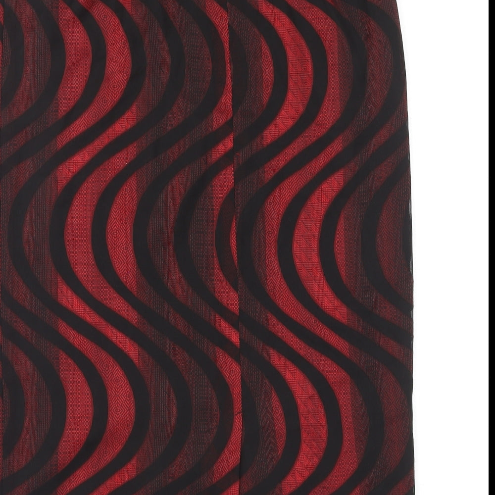 Whimsy Womens Red Geometric Polyester Straight & Pencil Skirt Size 14 Zip