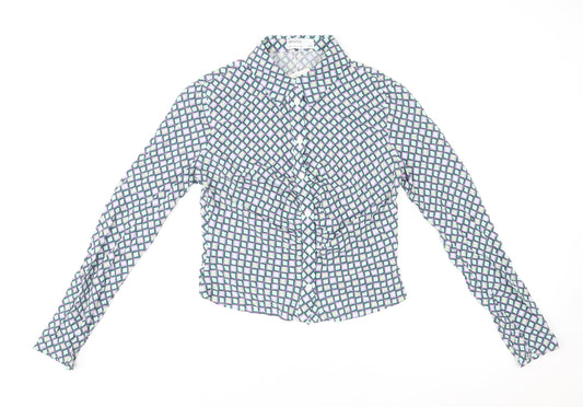 Womens UK Size S Bershka Multicoloured Basic Button-Up
