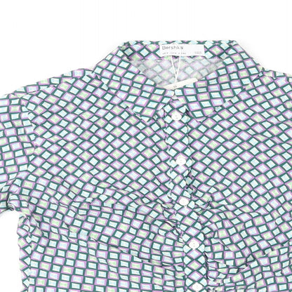 Womens UK Size S Bershka Multicoloured Basic Button-Up