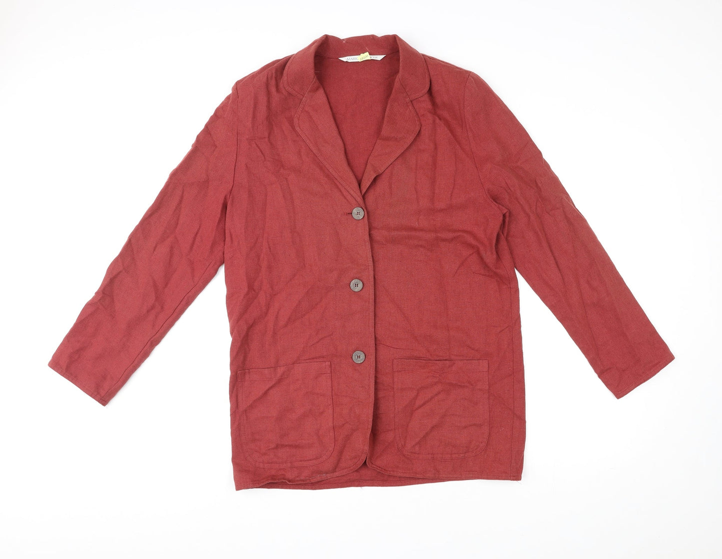 St Michael Womens Red Linen Jacket Blazer Size 12