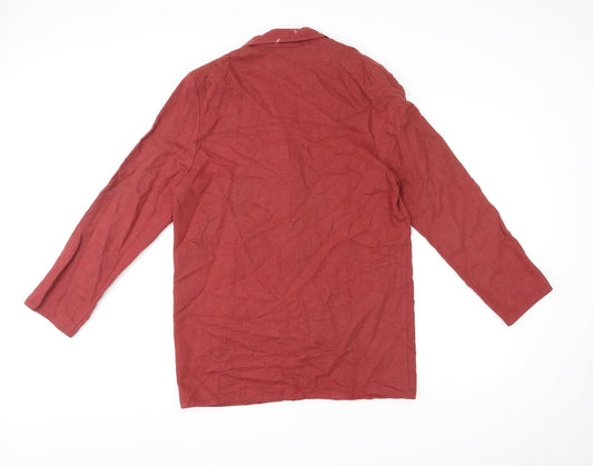 St Michael Womens Red Linen Jacket Blazer Size 12