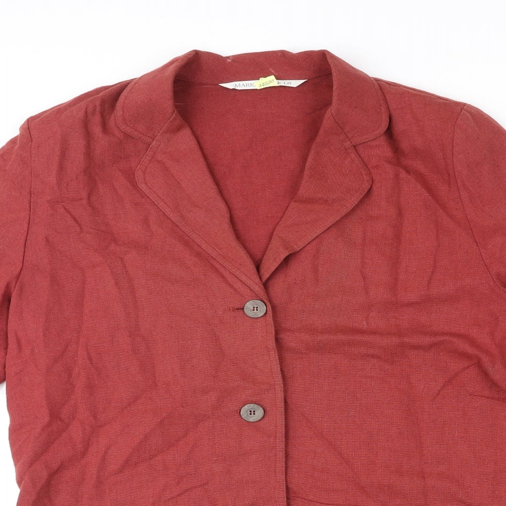 St Michael Womens Red Linen Jacket Blazer Size 12