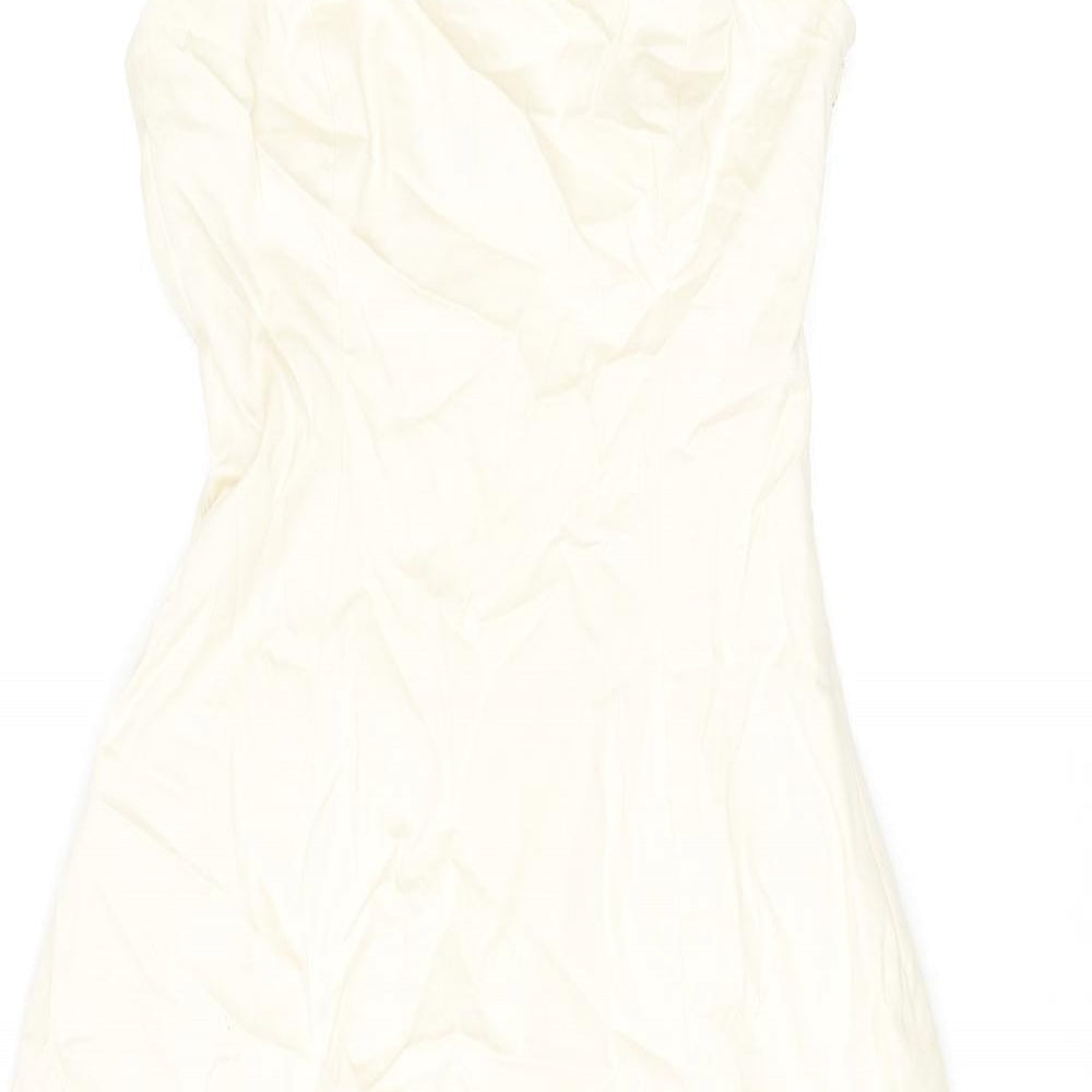 Coast Womens Multicoloured Floral Cotton A-Line Size 8 Square Neck Zip - Strapless