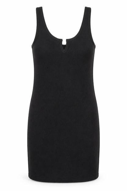 Topshop Womens Black Polyester Tank Dress Size 8 Scoop Neck Pullover