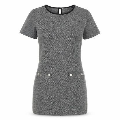 Dorothy Perkins Womens Grey Polyester Mini Size 8 Round Neck Button