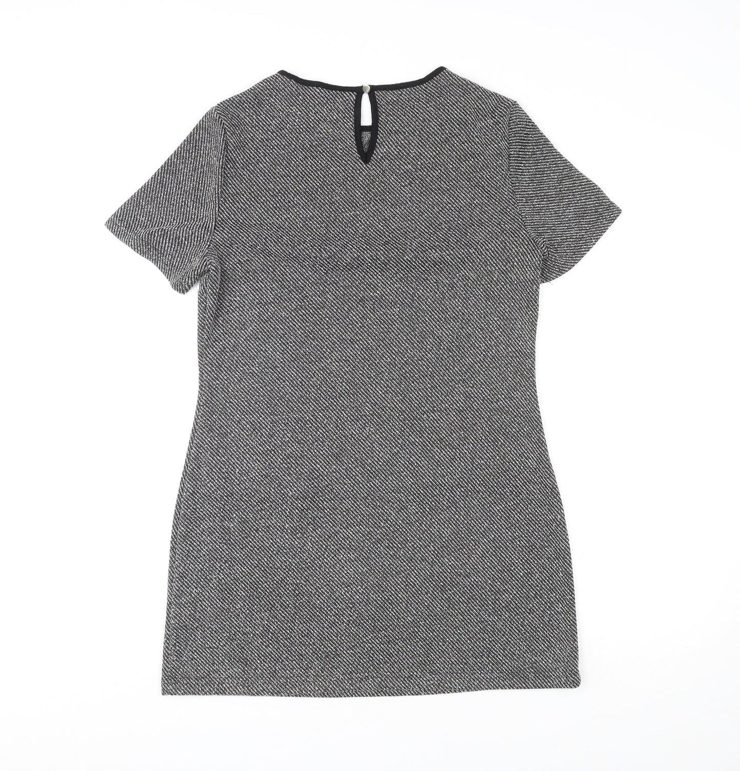Dorothy Perkins Womens Grey Polyester Mini Size 8 Round Neck Button