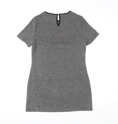 Dorothy Perkins Womens Grey Polyester Mini Size 8 Round Neck Button