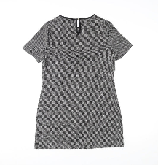 Dorothy Perkins Womens Grey Polyester Mini Size 8 Round Neck Button