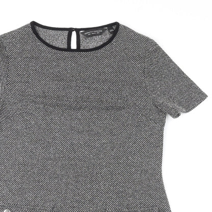 Dorothy Perkins Womens Grey Polyester Mini Size 8 Round Neck Button