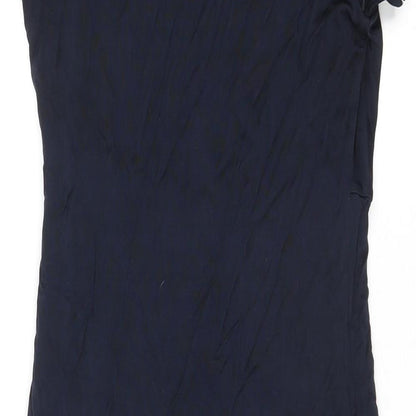 Marks and Spencer Womens Blue Viscose T-Shirt Dress Size 10 Cowl Neck Pullover