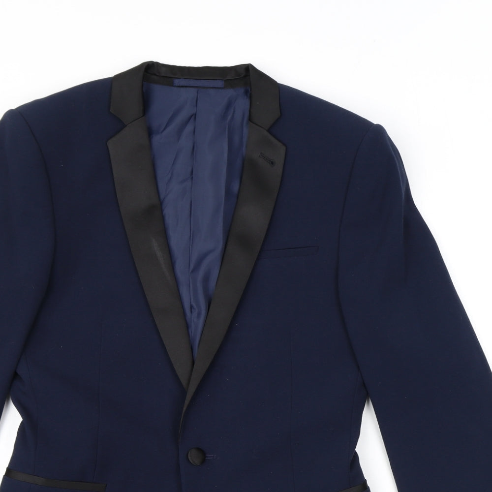ASOS Mens Blue Polyester Jacket Blazer Size 38 Regular
