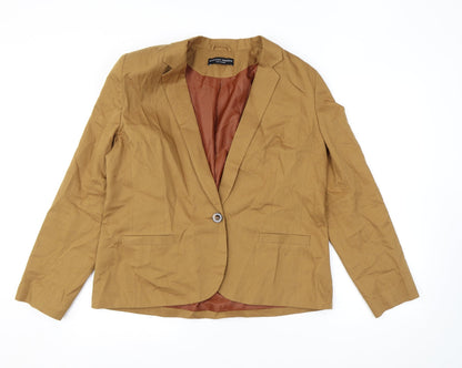 Dorothy Perkins Womens Brown 100% Cotton Jacket Blazer Size 16
