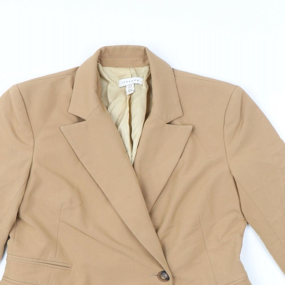 Topshop Womens Beige Polyester Jacket Blazer Size 8