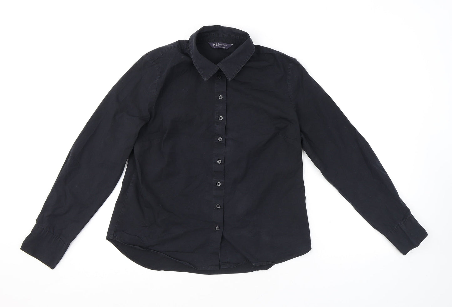 Womens UK Size 12 Marks and Spencer Black Basic Button-Up