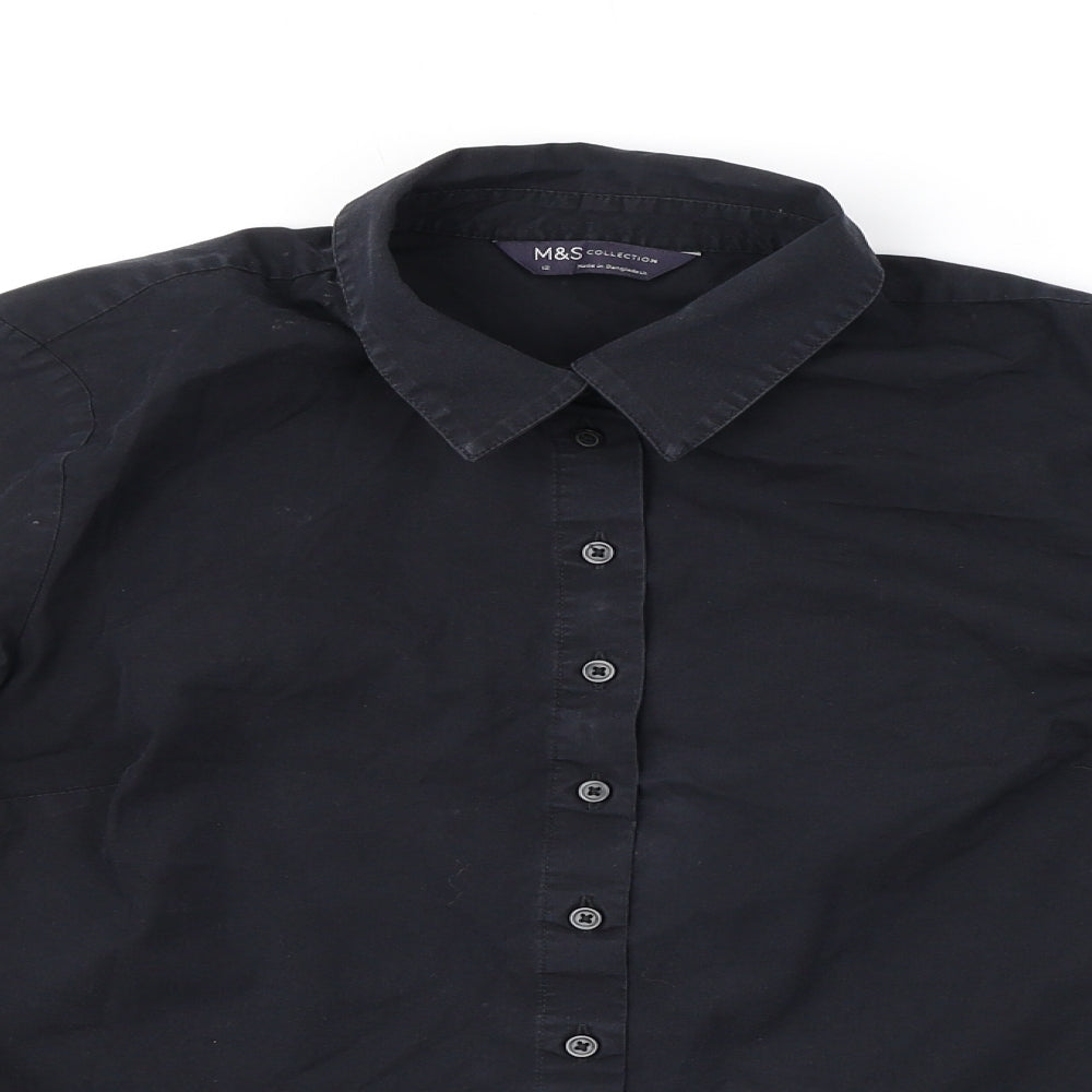 Womens UK Size 12 Marks and Spencer Black Basic Button-Up