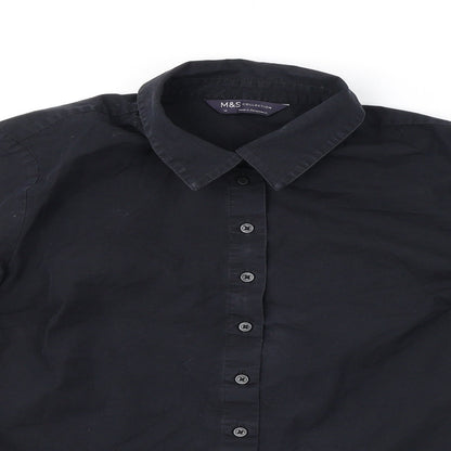 Womens UK Size 12 Marks and Spencer Black Basic Button-Up