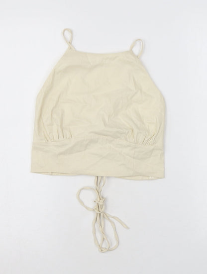 Womens UK Size M Zara White Cropped Tank