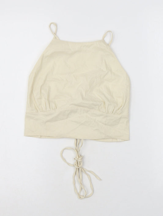 Womens UK Size M Zara White Cropped Tank