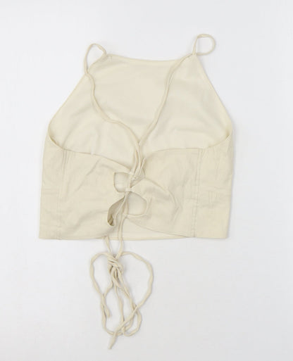 Womens UK Size M Zara White Cropped Tank