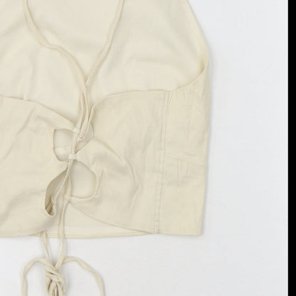 Womens UK Size M Zara White Cropped Tank