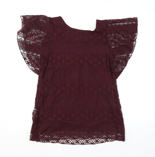 ELLE Womens Purple Polyester Basic Tank Size L Round Neck