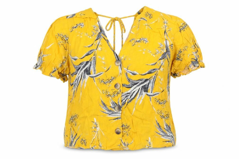 Womens UK Size 12 Warehouse Yellow Basic Button-Up