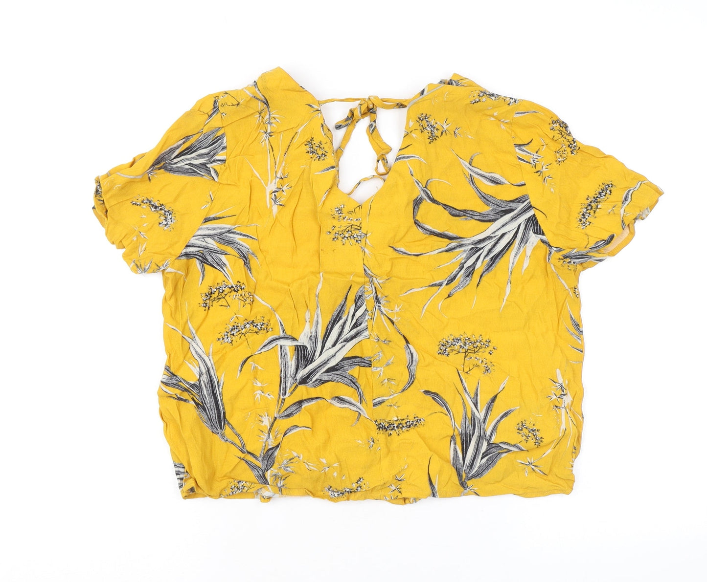 Womens UK Size 12 Warehouse Yellow Basic Button-Up
