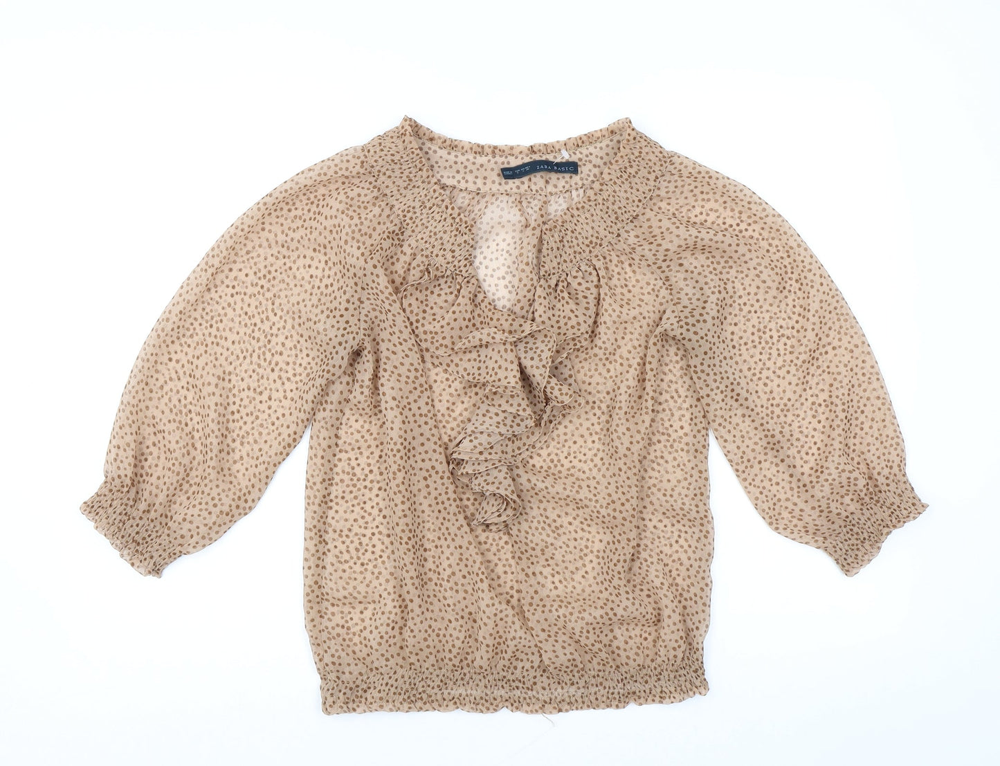 Womens UK Size S Zara Brown Basic Blouse