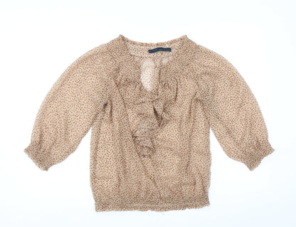 Womens UK Size S Zara Brown Basic Blouse