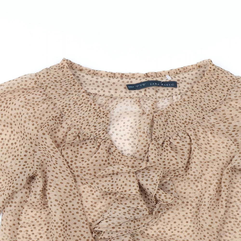 Womens UK Size S Zara Brown Basic Blouse
