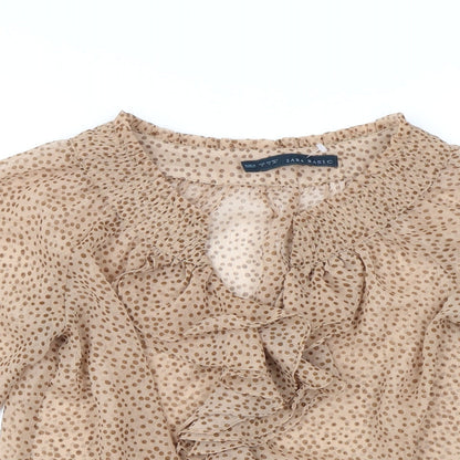 Womens UK Size S Zara Brown Basic Blouse