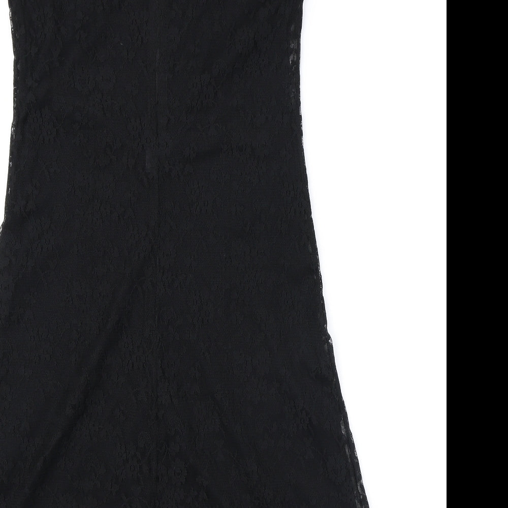 AMARANTO Womens Black Polyester A-Line Size 10 Boat Neck Pullover