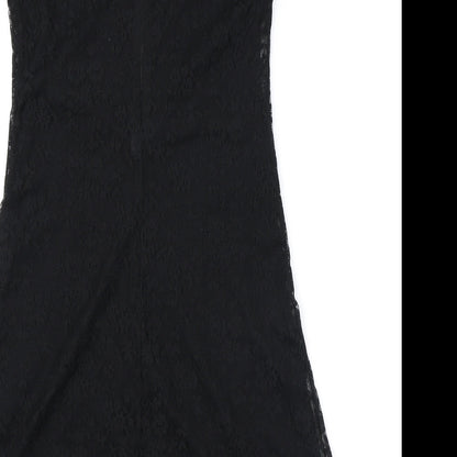 AMARANTO Womens Black Polyester A-Line Size 10 Boat Neck Pullover