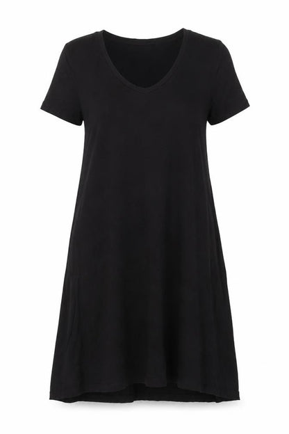 VERO MODA Womens Black Polyester T-Shirt Dress Size S Scoop Neck Pullover