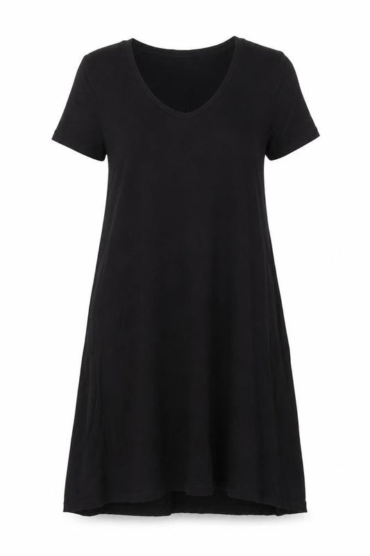 VERO MODA Womens Black Polyester T-Shirt Dress Size S Scoop Neck Pullover