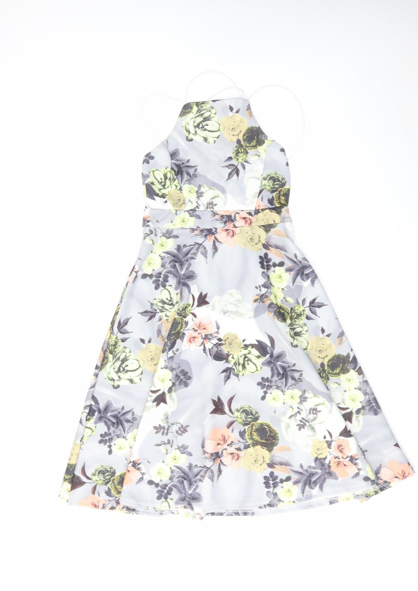 Boohoo Womens Multicoloured Floral Polyester A-Line Size 10 Square Neck Pullover