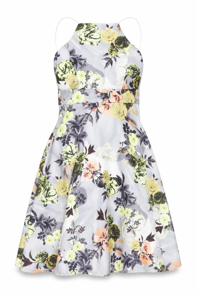 Boohoo Womens Multicoloured Floral Polyester A-Line Size 10 Square Neck Pullover