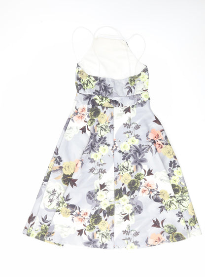 Boohoo Womens Multicoloured Floral Polyester A-Line Size 10 Square Neck Pullover