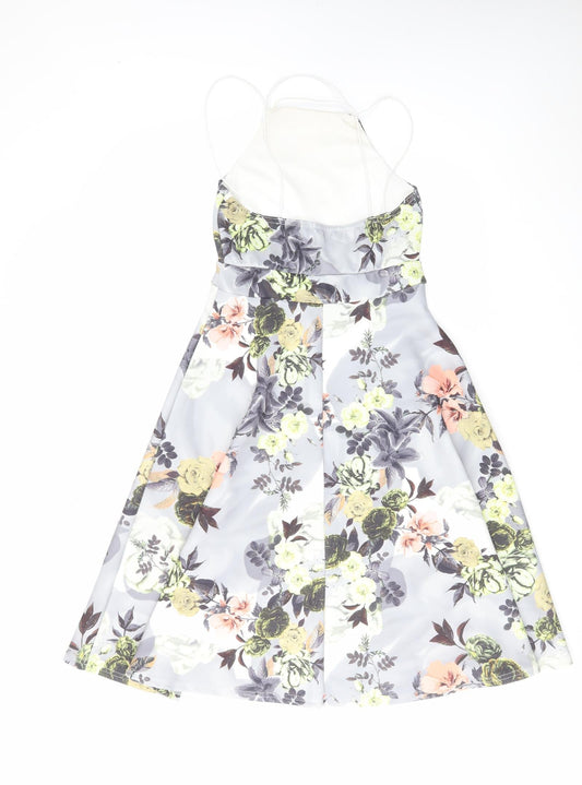 Boohoo Womens Multicoloured Floral Polyester A-Line Size 10 Square Neck Pullover