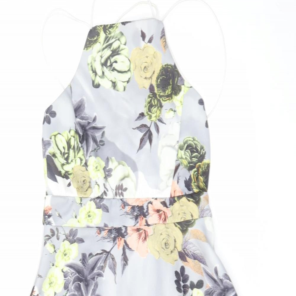 Boohoo Womens Multicoloured Floral Polyester A-Line Size 10 Square Neck Pullover