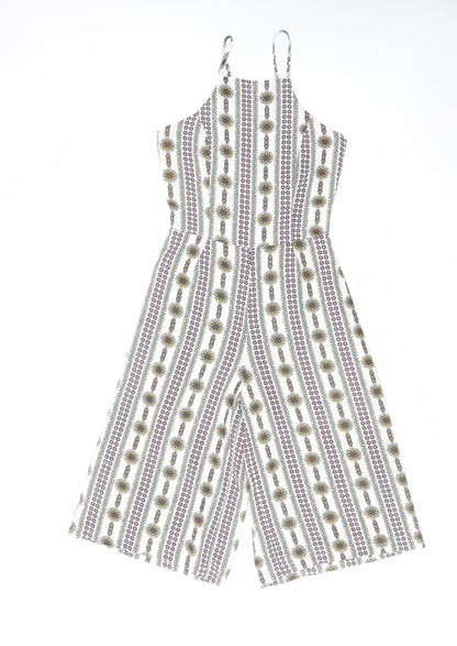 Glamorous Womens Multicoloured Geometric Polyester Jumpsuit One-Piece Size 6 L25 in Zip