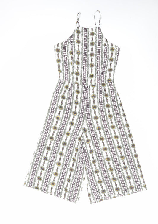 Glamorous Womens Multicoloured Geometric Polyester Jumpsuit One-Piece Size 6 L25 in Zip
