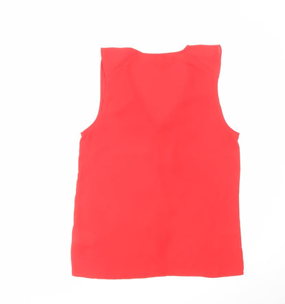 H&M Womens Red Polyester Basic Tank Size 8 V-Neck