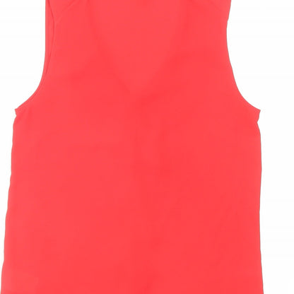H&M Womens Red Polyester Basic Tank Size 8 V-Neck