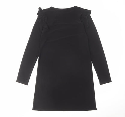 New Look Womens Black Polyester A-Line Size 8 Round Neck Pullover
