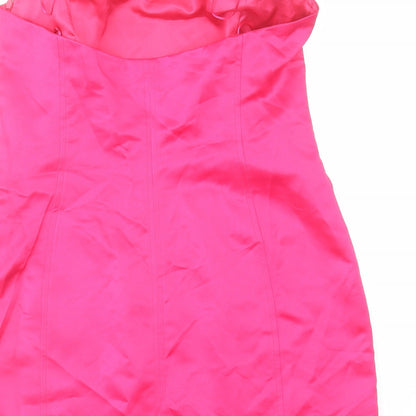 Zara Womens Pink Polyester Mini Size L Off the Shoulder Zip