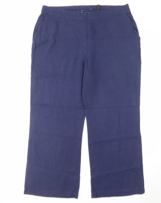 Womens UK Size 16 Label Be Regular Fit  Blue Trousers